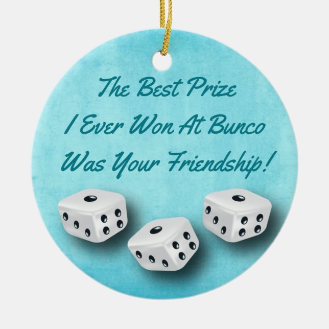 Bunco Friendship Dice Watercolor Christmas Ceramic Ornament (Front)