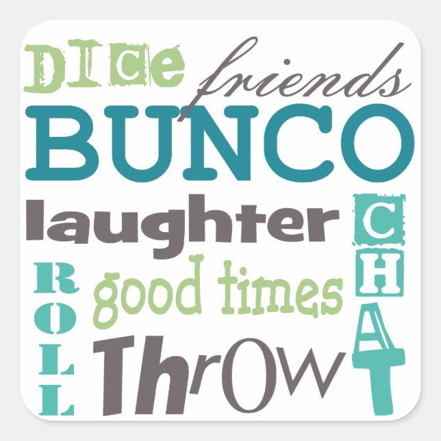 Bunco Fun Girls Night Out Party Square Sticker (Front)