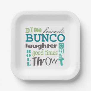 Bunco Fun Typography Words Paper Plates