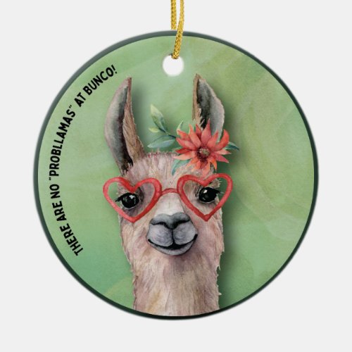 Bunco Funny Christmas Llama Ceramic Ornament
