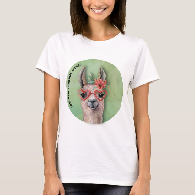 Bunco Funny No Prob Llamas Game Night T-Shirt (Front)