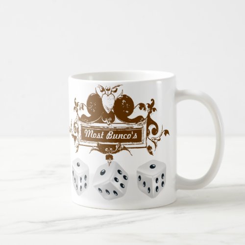 bunco game design coffee mug