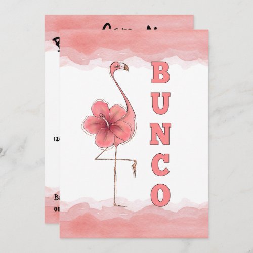 Bunco Game Girls Night Out Tropical Pink Flamingo Invitation