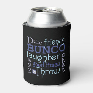 Bunco Game Night Blue & Purple Modern Dice Can Cooler