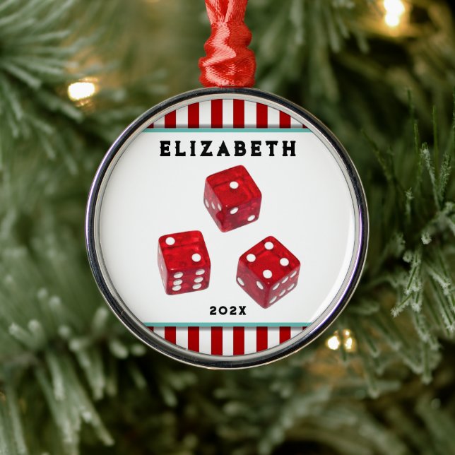 Bunco Game Night Holiday Gifts Metal Ornament (Tree)