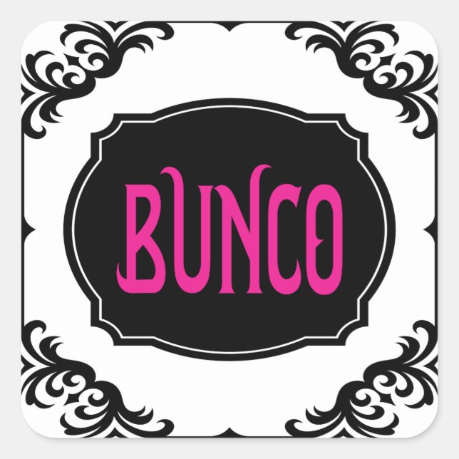 Bunco Game Night Pink Modern Bold Square Sticker (Front)