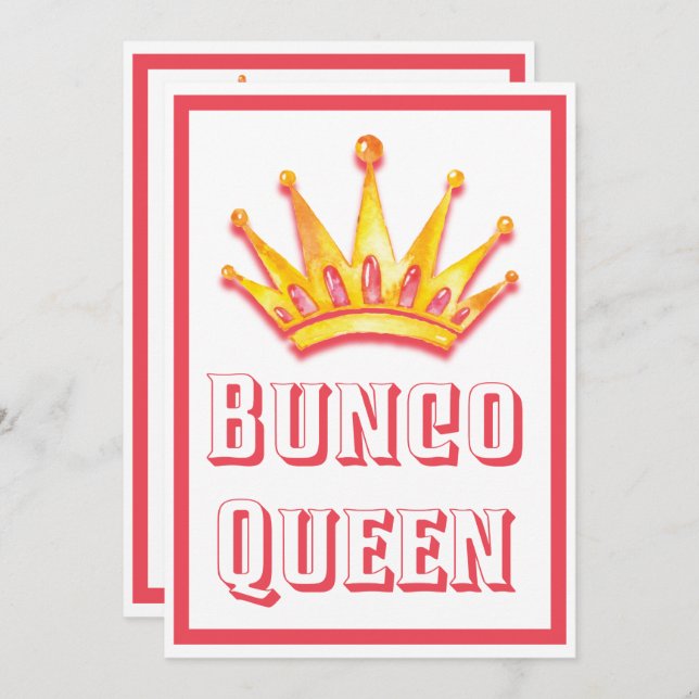 Bunco Game Night Queen Crown Watercolor Invitation (Front/Back)