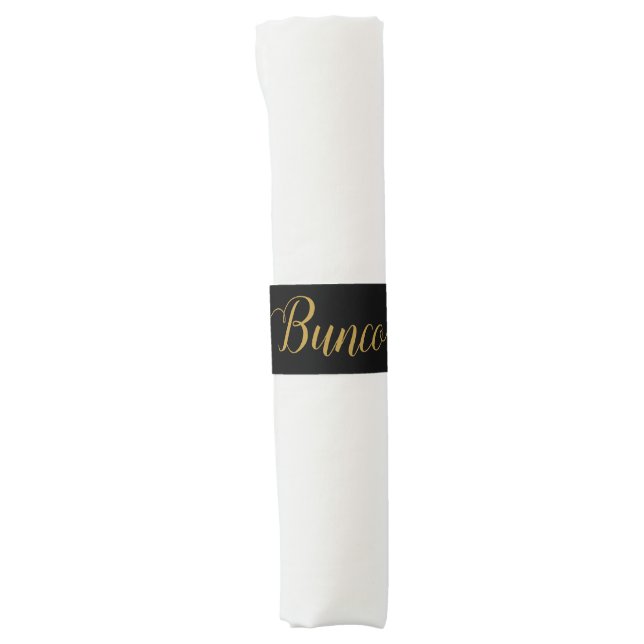 Bunco Gold Colored Lettering Napkin Bands (Front)