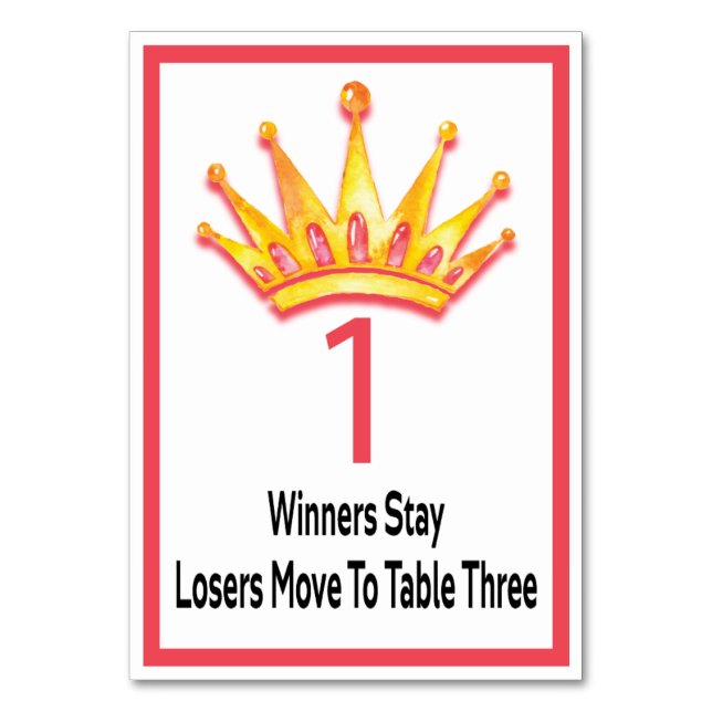 Bunco Gold Crown Table Card #1 (Front)