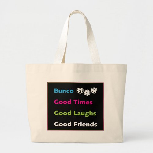 bunco good friends 2 large tote bag