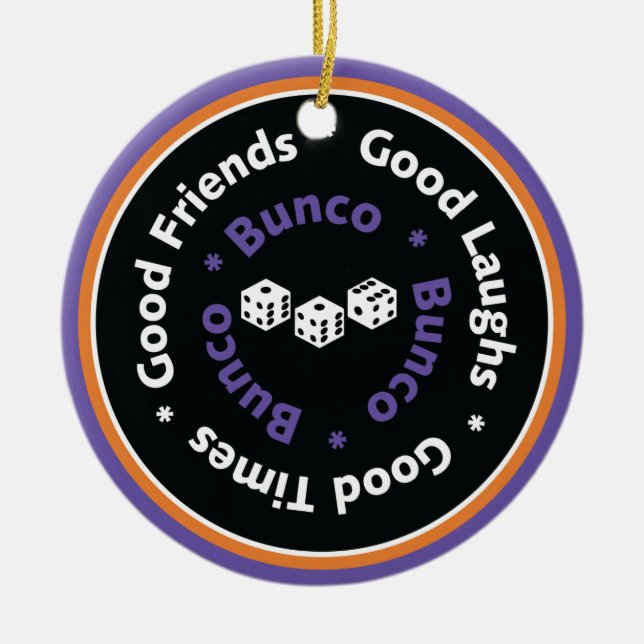 Bunco Good Friends - Purple Ceramic Ornament (Front)