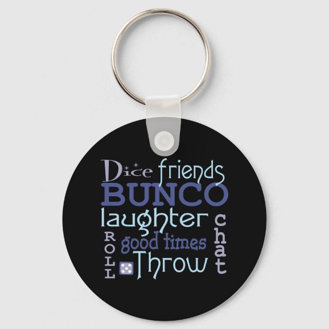 Bunco Good Times Dice Friends Modern Blue & Purple Keychain (Front)