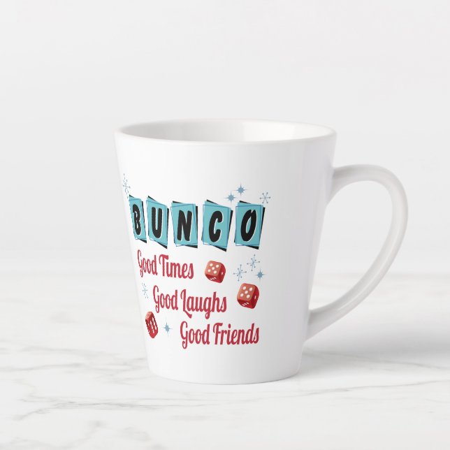 Bunco Good Times Friendship Dice Retro Latte Mug (Right)