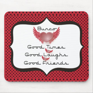 Bunco - Good Times, Laughs, Friends - Retro Heart Mouse Pad