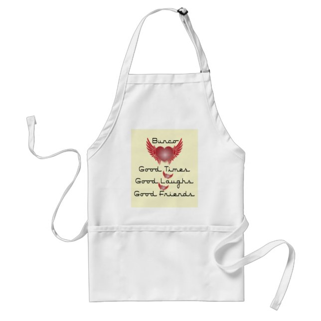 bunco good times with heart and wings adult apron (Front)