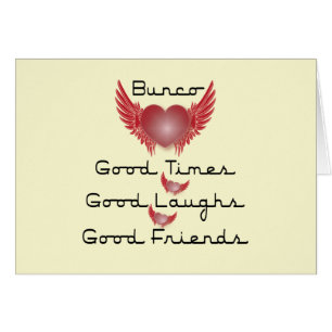 bunco good times with heart and wings cards