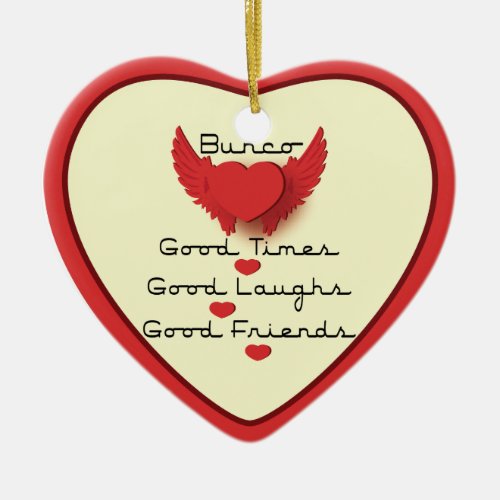 bunco good times with heart ceramic ornament