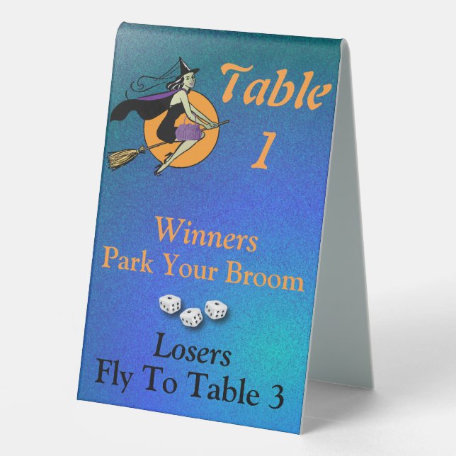 Bunco Halloween Dice Witch Table One Table Tent (Back)