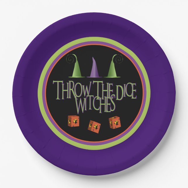 Bunco Halloween October Funny Dice Paper Plates (Front)
