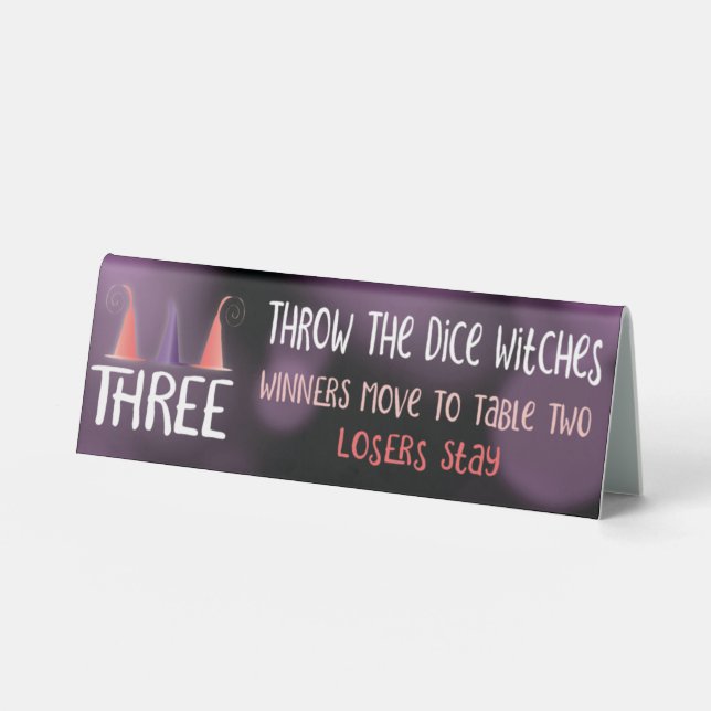 Bunco Halloween Throw The Dice Witches Table Three Tent (Front)