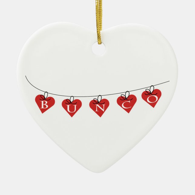 Bunco Heart Banner Ceramic Ornament (Front)