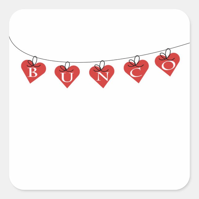 Bunco Heart Banner Square Sticker (Front)