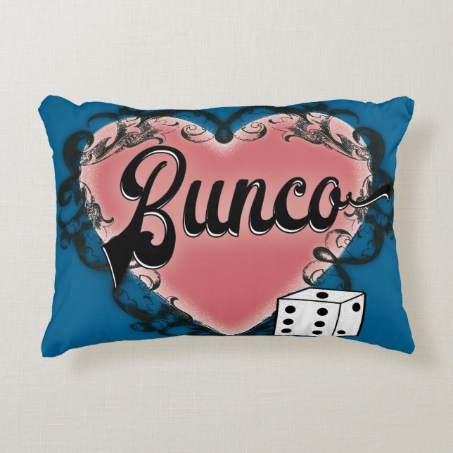 bunco heart tattoo decorative pillow (Front)