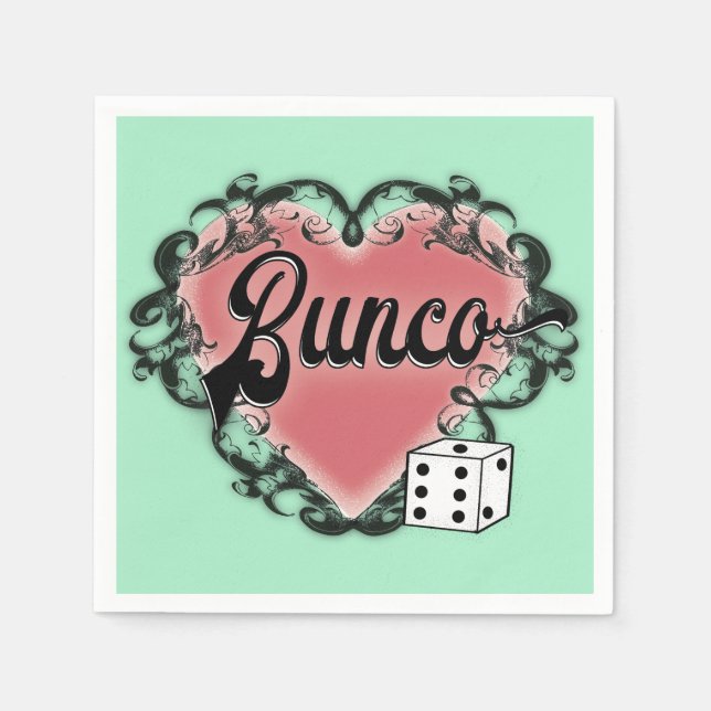 bunco heart tattoo paper napkins (Front)