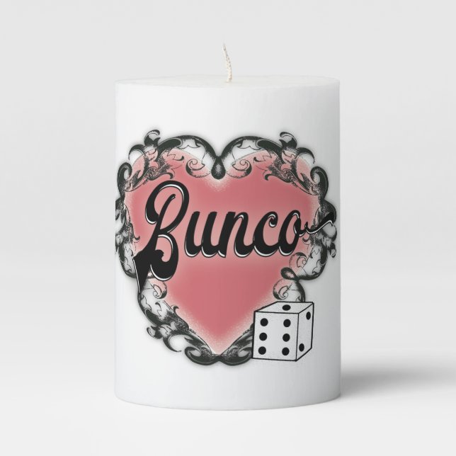 bunco heart tattoo pillar candle (Front)