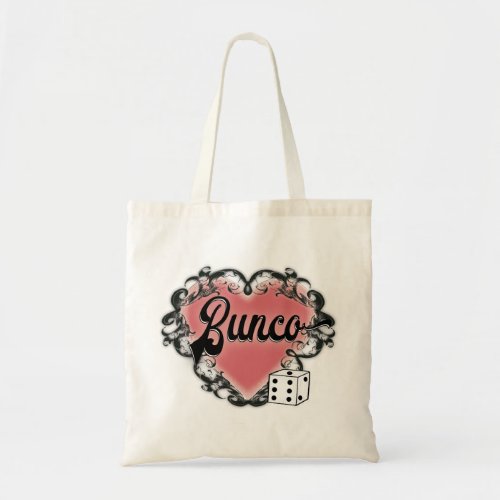 bunco heart tattoo tote bag