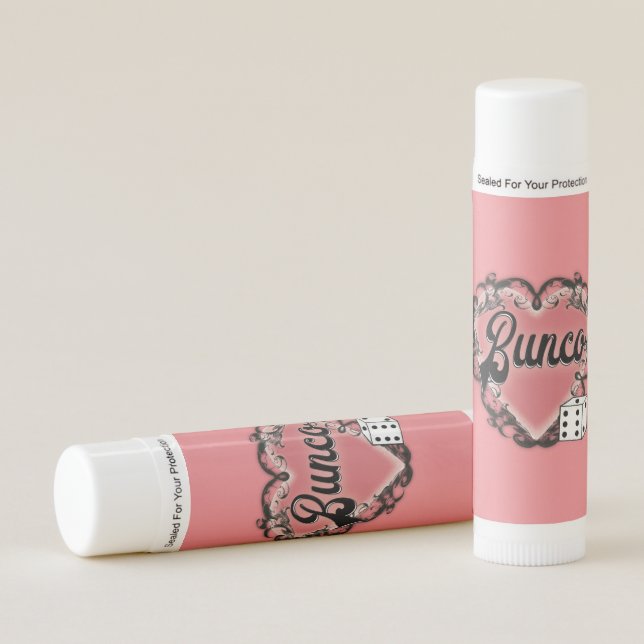 Bunco Heart Valentine Dice Theme Pink Lip Balm (Front)
