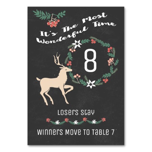Bunco Holiday Christmas Table Eight Table Number