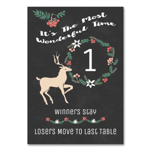 Bunco Holiday Christmas Table One Table Number (Front)