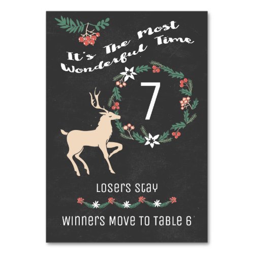 Bunco Holiday Christmas Table Seven Table Number