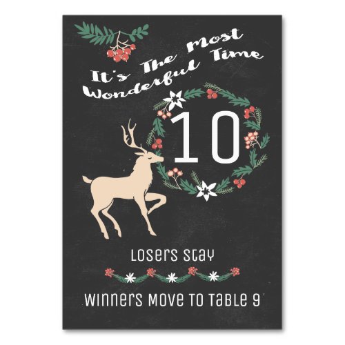 Bunco Holiday Christmas Table Ten Table Number