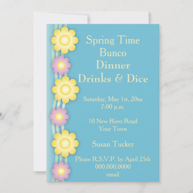Bunco Invite Colorful flowers (Front)