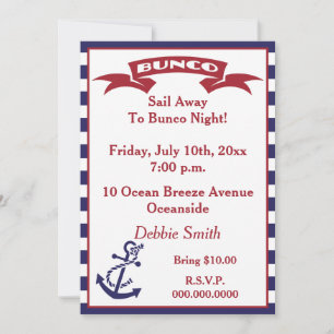 Bunco Invite - Red, White and Blue