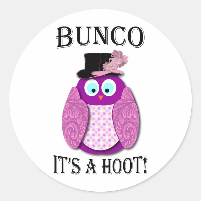Bunco - It's A Hoot" Classic Round Sticker (Front)