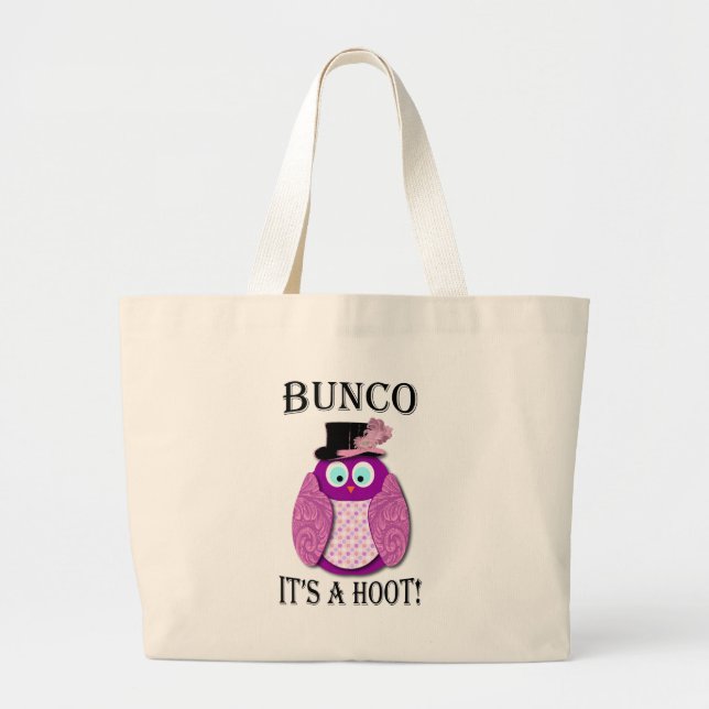 Bunco - It's A Hoot" Large Tote Bag (Front)