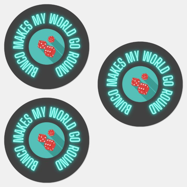 Bunco Makes My World Go Round Neon  Labels (Group)