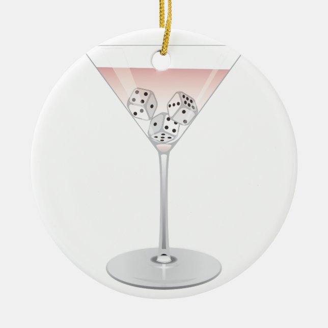 Bunco Martini Cocktail Ceramic Ornament (Front)