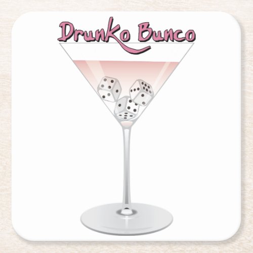 Bunco Martini Cocktail Square Paper Coaster