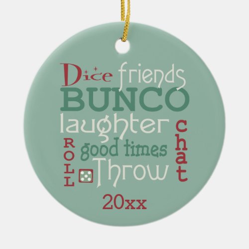 Bunco Merry Christmas Friends Ceramic Ornament