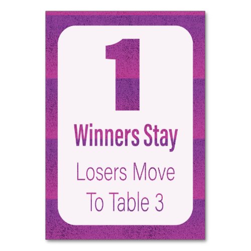 Bunco Modern Purple Stripe Table One Table Number