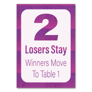 Bunco Modern Purple Stripe Table Two Number