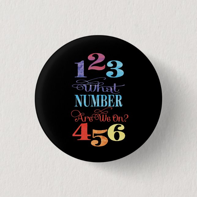 Bunco Modern Typography What Number Are We On? Button (Front)