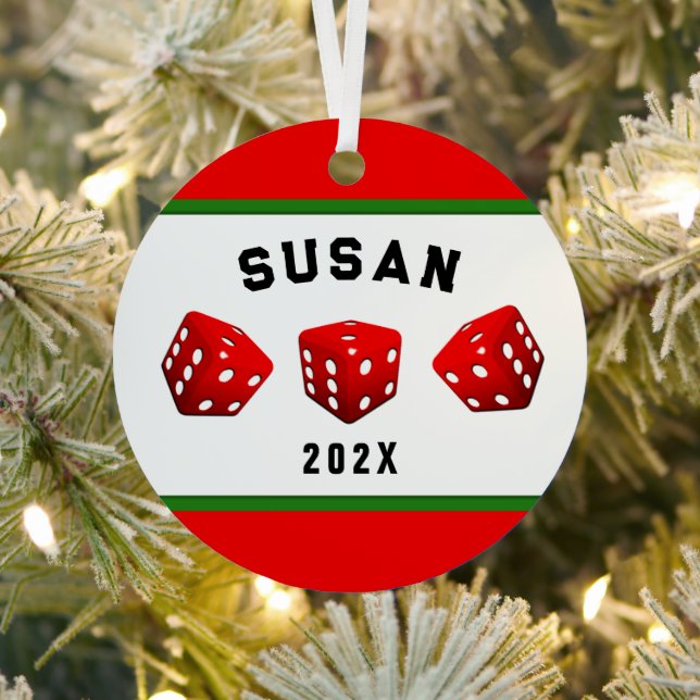 Bunco Night Player Christmas Metal Ornament (Insitu)