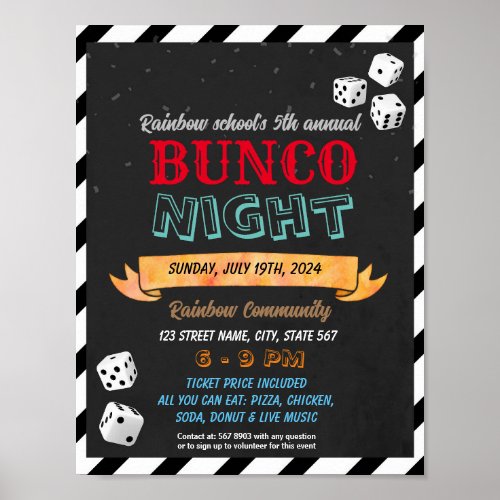 Bunco Night template Poster