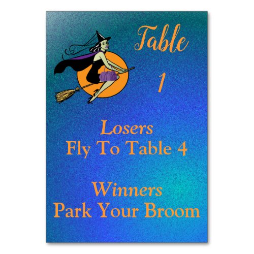 Bunco October Witch Park Your Broom 1 of 4 Table Number