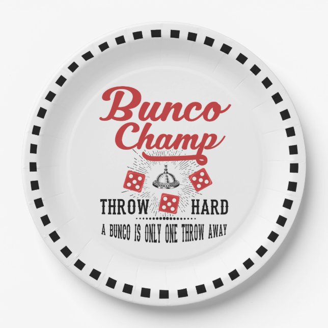 Bunco Paper Plate  - Vintage Bunco Champ (Front)